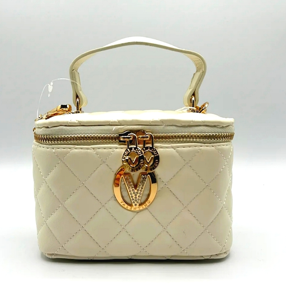 Valentino Orlandi Quilted luxurious crossbody vanity top Handle bag